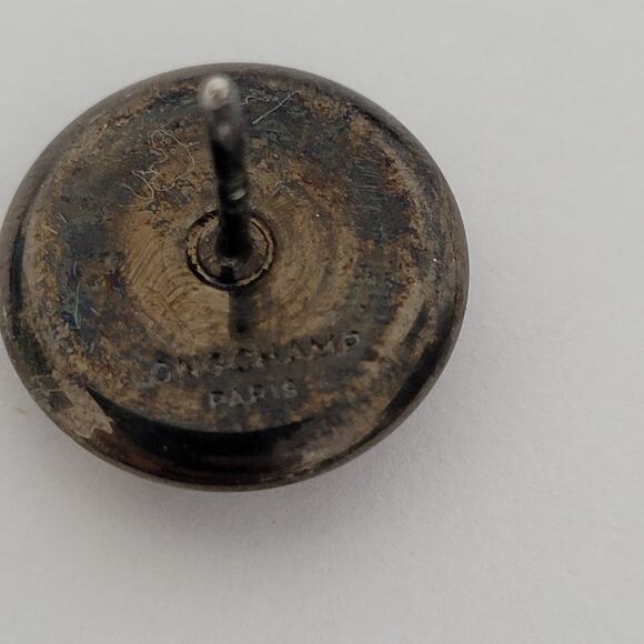 Longchamp Necktie Tie Pin Gun Metal Logo Round Horse Vintage Small - Picture 4 of 7